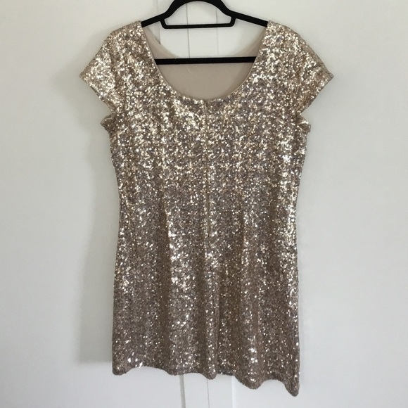 C - White House Black Market, Gold Sequin Dress Size M - Picture 2 of 4